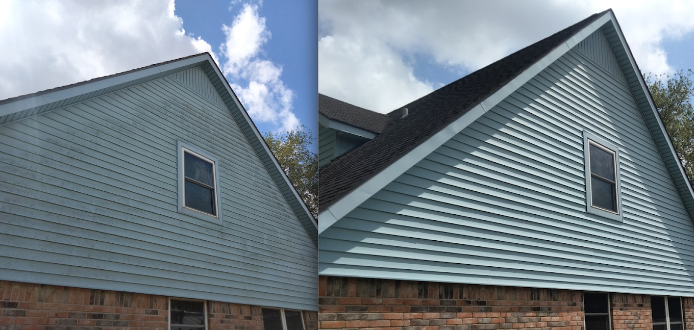 Clean vinyl siding after professional house softwash — Houston TX